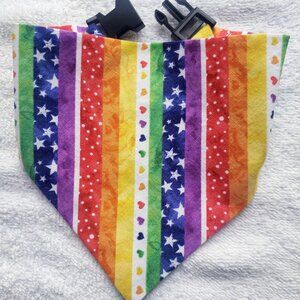 Clip on Dog Bandana With Buckle Pet Cat Bandanna Scarf Black Rainbow PRIDE